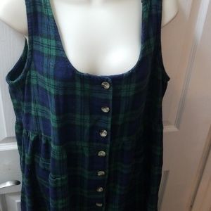 Blue and green plaid jumper. Like new. Petite M